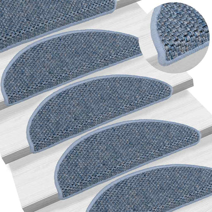 Trappmattor självhäftande sisal-look 30 st 56x17x3 cm blå