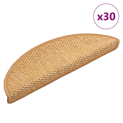 Trappmattor självhäftande sisal-look 30 st 56x17x3 cm sisal