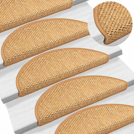 Trappmattor självhäftande sisal-look 30 st 56x17x3 cm sisal