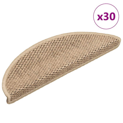 Trappmattor självhäftande sisal-look 30 st 56x17x3 cm sand