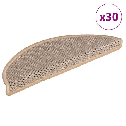 Trappmattor självhäftande sisal-look 30 st 56x17x3 cm ljusbeige