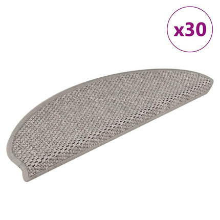 Trappmattor självhäftande sisal-look 30 st 65x21x4 cm silver