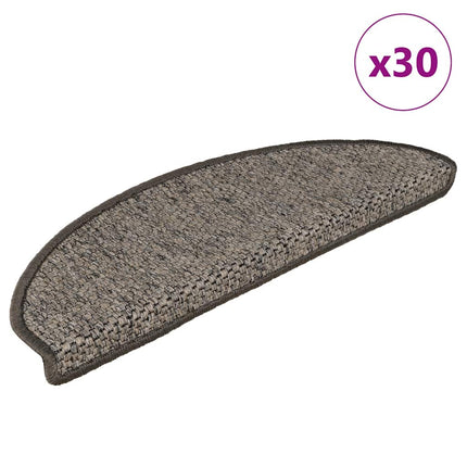 Trappmattor självhäftande sisal-look 30 st 65x21x4 cm gråbeige