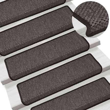 Trappmattor självhäftande sisal-look 30 st 65x21x4 cm antracit