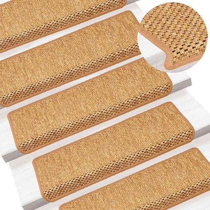 Trappmattor självhäftande sisal-look 30 st 65x21x4 cm Sisal