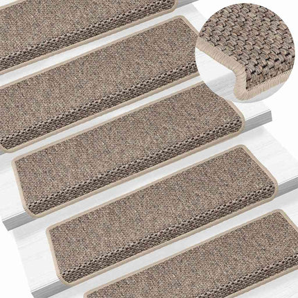 Trappmattor självhäftande sisal-look 30 st 65x21x4 cm mörkbeige