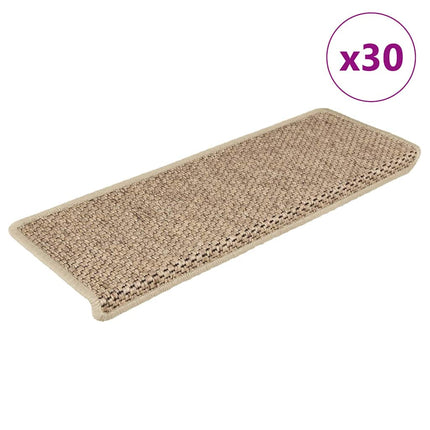 Trappmattor självhäftande sisal-look 30 st 65x21x4 cm sand