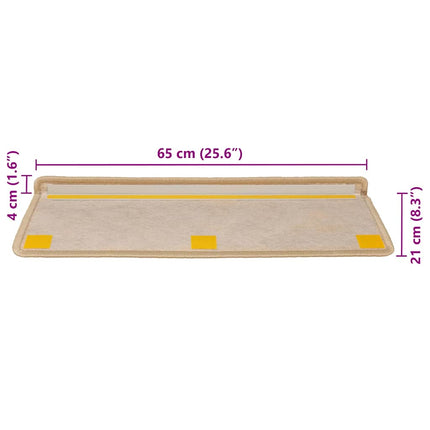 Trappmattor självhäftande sisal-look 30 st 65x21x4 cm ljusbeige