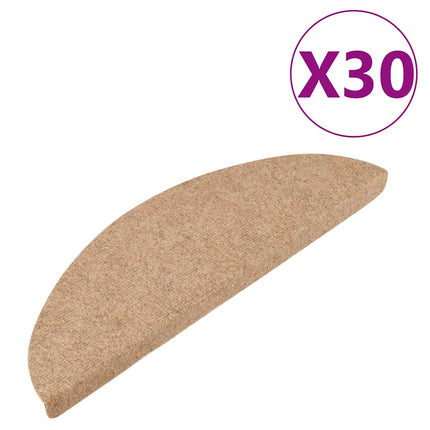 Trappmattor självhäftande 30 st beige 56x17x3 cm