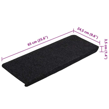 Trappmattor självhäftande 30 st svart 65x24,5x3,5 cm