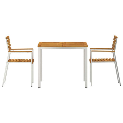Trädgårdsmöbelset 3 pcs Massiv akaciaträ och rostfritt stål