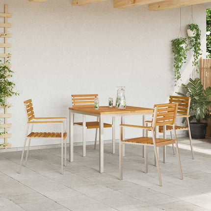 Trädgårdsmöbelset 5 pcs Massiv akaciaträ och rostfritt stål