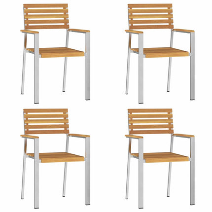 Trädgårdsmöbelset 5 pcs Massiv akaciaträ och rostfritt stål
