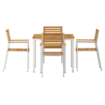 Trädgårdsmöbelset 5 pcs Massiv akaciaträ och rostfritt stål