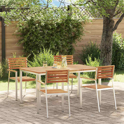Trädgårdsmöbelset 5 pcs Massiv akaciaträ och rostfritt stål