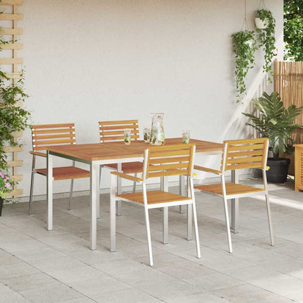Trädgårdsmöbelset 5 pcs Massiv akaciaträ och rostfritt stål