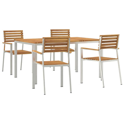 Trädgårdsmöbelset 5 pcs Massiv akaciaträ och rostfritt stål