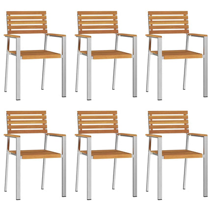 Trädgårdsmöbelset 7 pcs Massiv akaciaträ och rostfritt stål