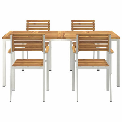 Trädgårdsmöbelset 5 pcs Massiv akaciaträ och rostfritt stål