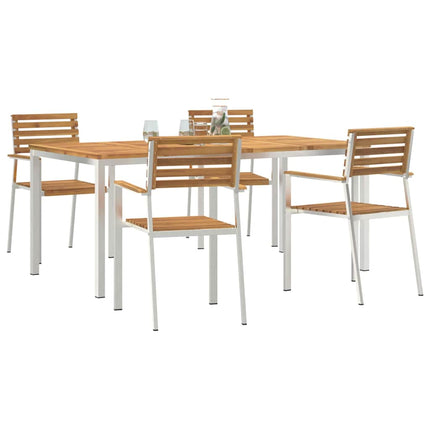 Trädgårdsmöbelset 5 pcs Massiv akaciaträ och rostfritt stål
