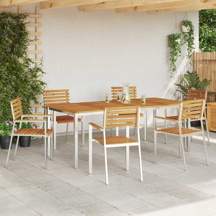 Trädgårdsmöbelset 7 pcs Massiv akaciaträ och rostfritt stål