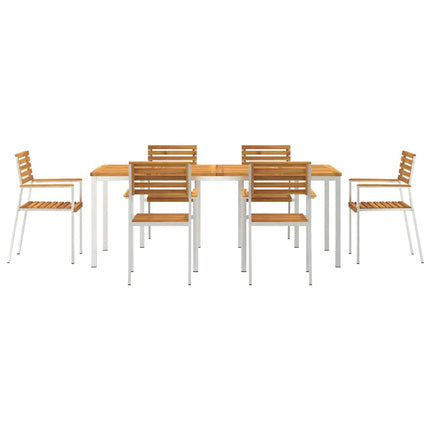 Trädgårdsmöbelset 7 pcs Massiv akaciaträ och rostfritt stål