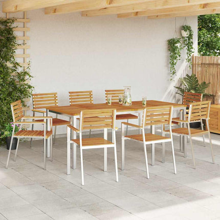 Trädgårdsmöbelset 9 pcs Massiv akaciaträ och rostfritt stål