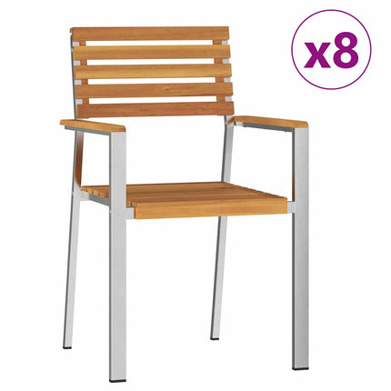 Trädgårdsmöbelset 9 pcs Massiv akaciaträ och rostfritt stål