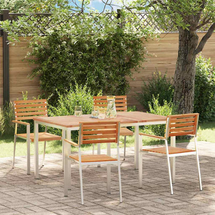 Trädgårdsmöbelset 5 pcs Massivt teakträ och rostfritt stål