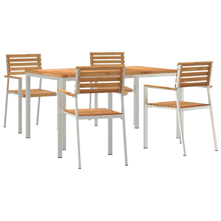 Trädgårdsmöbelset 5 pcs Massivt teakträ och rostfritt stål