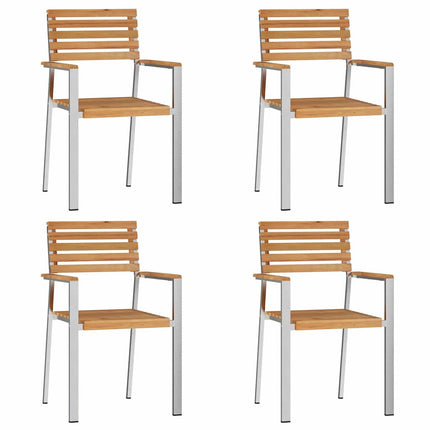 Trädgårdsmöbelset 5 st Massivt teakträ och rostfritt stål