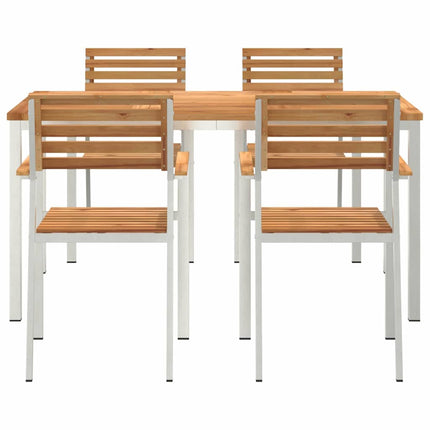 Trädgårdsmöbelset 5 pcs Massivt teakträ och rostfritt stål
