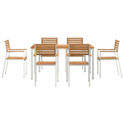Trädgårdsmöbelset 7 pcs Massivt teakträ och rostfritt stål