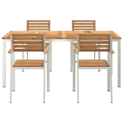 Trädgårdsmöbelset 5 pcs Massivt teakträ och rostfritt stål