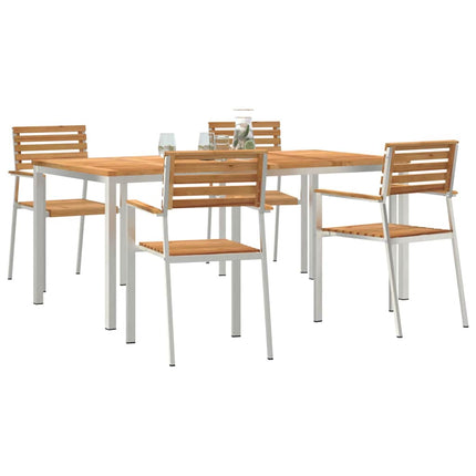 Trädgårdsmöbelset 5 pcs Massivt teakträ och rostfritt stål
