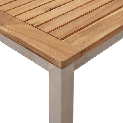 Trädgårdsmöbelset 7 pcs Massivt teakträ och rostfritt stål