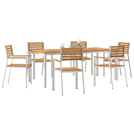 Trädgårdsmöbelset 7 pcs Massivt teakträ och rostfritt stål