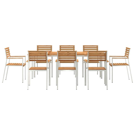 Trädgårdsmöbelset 9 pcs Massivt teakträ och rostfritt stål