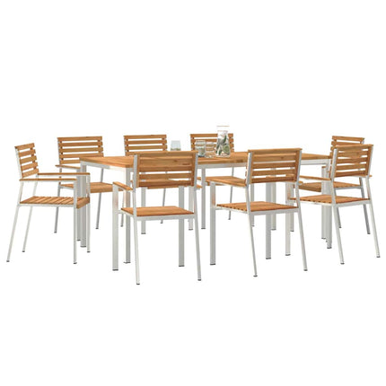 Trädgårdsmöbelset 9 pcs Massivt teakträ och rostfritt stål