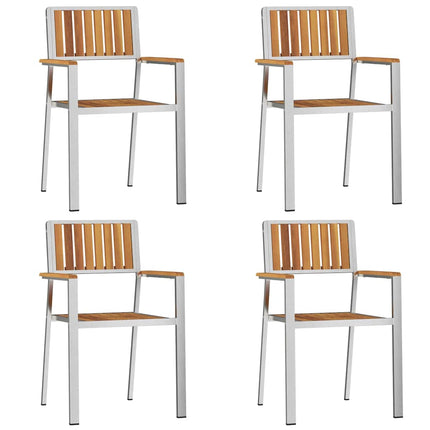 Utomhusmatbord 5 pcs Massiv akaciaträ och rostfritt stål