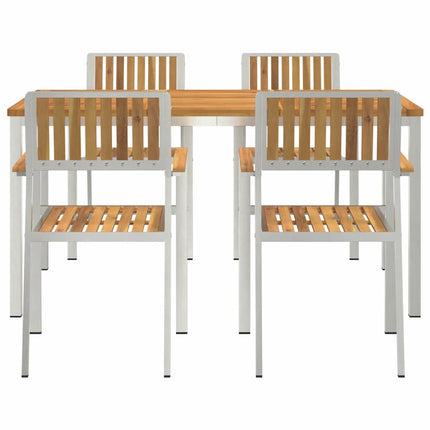 Utomhusmatbord 5 pcs Massiv akaciaträ och rostfritt stål