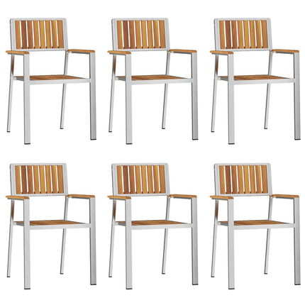 Utomhusmatbord 7 pcs Massiv akaciaträ och rostfritt stål