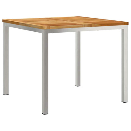 Utomhusmatbord 5 pcs Massivt teakträ och rostfritt stål