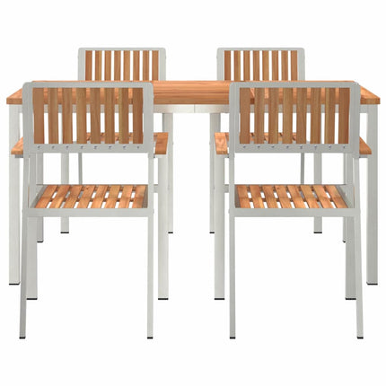 Utomhusmatbord 5 pcs Massivt teakträ och rostfritt stål