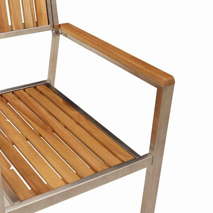 Utomhusmatbord 7 pcs Massivt teakträ och rostfritt stål