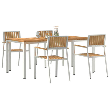 Utomhusmatbord 5 pcs Massivt teakträ och rostfritt stål