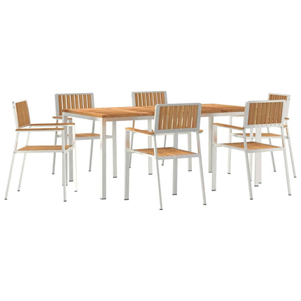 Utomhusmatbord 7 pcs Massivt teakträ och rostfritt stål