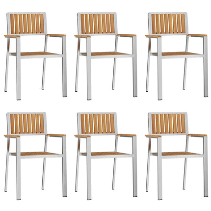 Utomhusmatbord 7 pcs Massivt teakträ och rostfritt stål