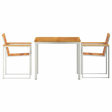 Trädgårdsmöbelset 3 pcs Massiv akaciaträ och rostfritt stål