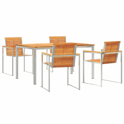 Trädgårdsmöbelset 5 pcs Massiv akaciaträ och rostfritt stål